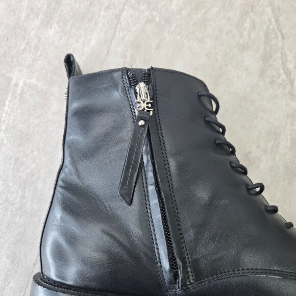 Sam Edelman Nina Combat Boots Sz 8.5 Black Leather Grunge Lace Up Hiker Booties - Picture 10 of 12